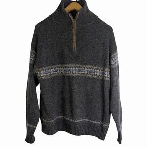 Vtg Boston Traders Lambswool & Silk Pullover Zip Up Winter Sweater Men's L Read